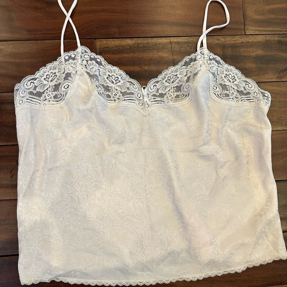 Wacoal Tops - Vintage Wacoal Satin Camisole Lace Trim White size Large